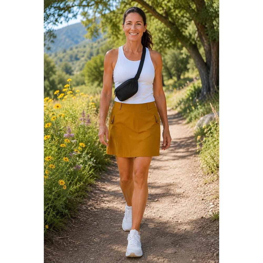 Athleta Vienna Cargo Skort Womens 10 Mustard Stretch Hiking Golf Utility SP22